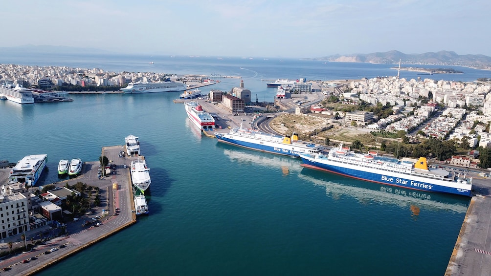 Aerial view of ports in Greece