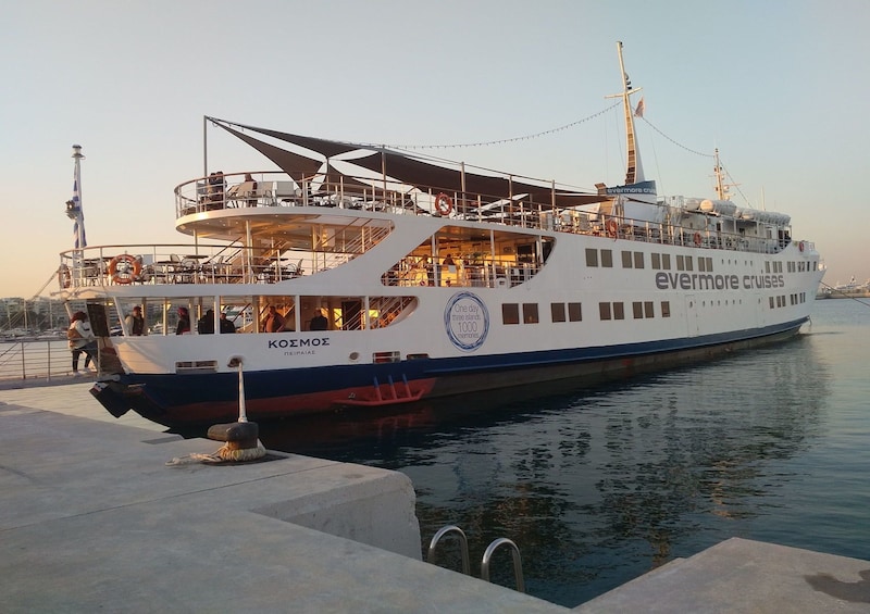 Large cruise ship docked in Greece