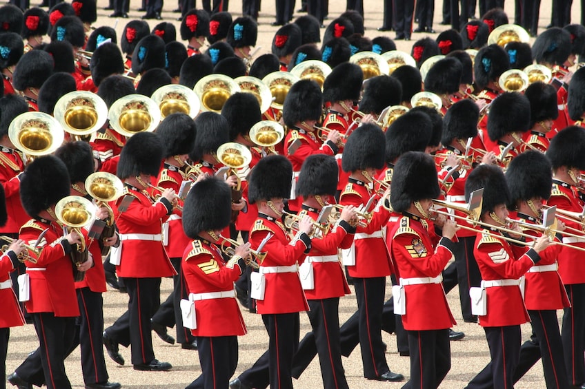 Marching band at Changing of the Guards at Buckingham Palace in London