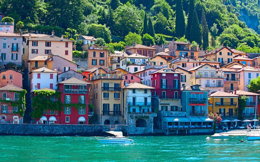 Colorful buildings on Lake Como in Italy