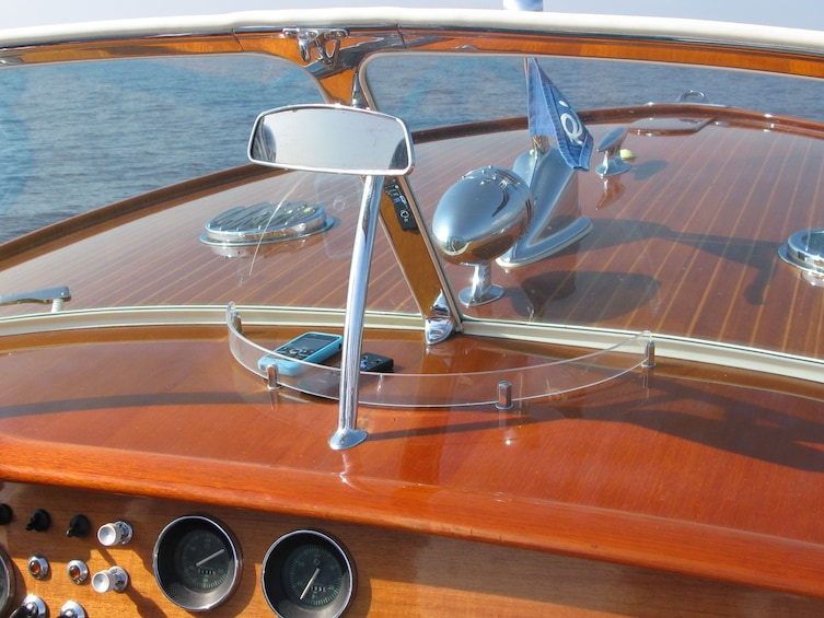Show item 5 of 8. Closeup of front of wooden boat