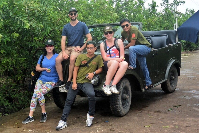 Tour group on a jeep in Hanoi