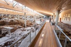 Archaeological bus tour to akrotiri excavations & red beach
