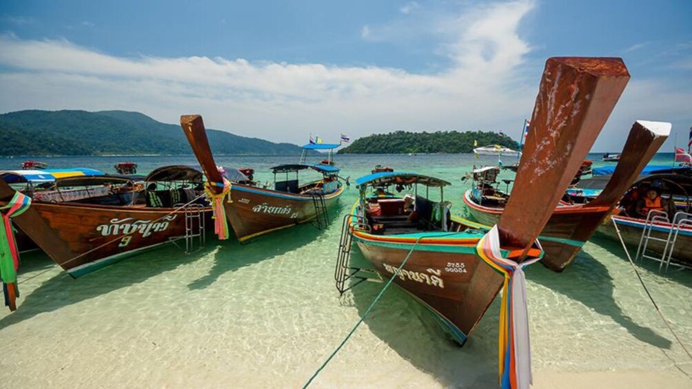 Boats moored on the beach in Thailand