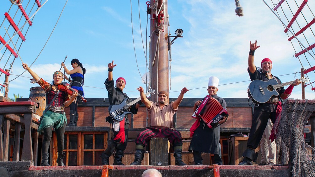Pirate band on stage on ship in Puerto Vallarta