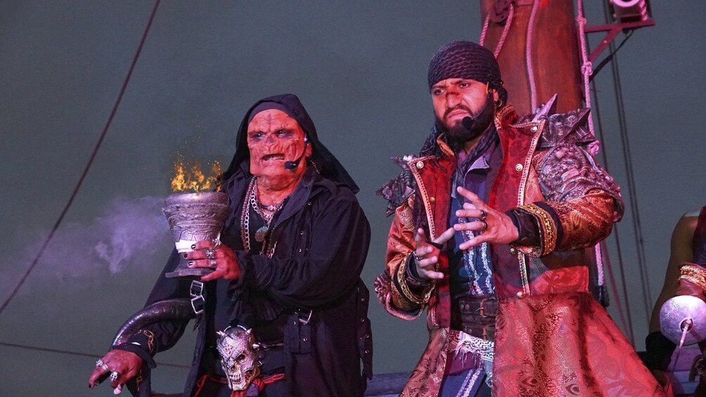 Pirate and monster on stage in Puerto Vallarta