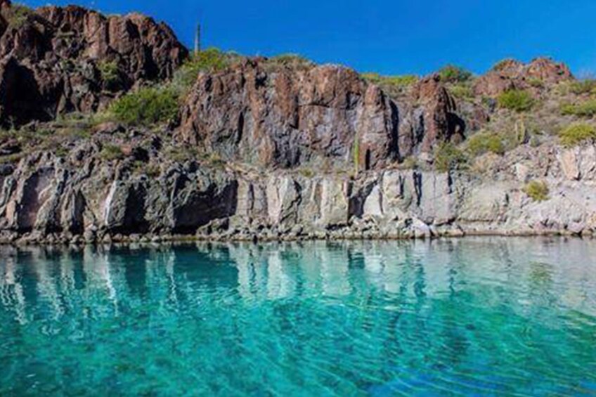 Rockface and water on the coast of Loreto, Mexico