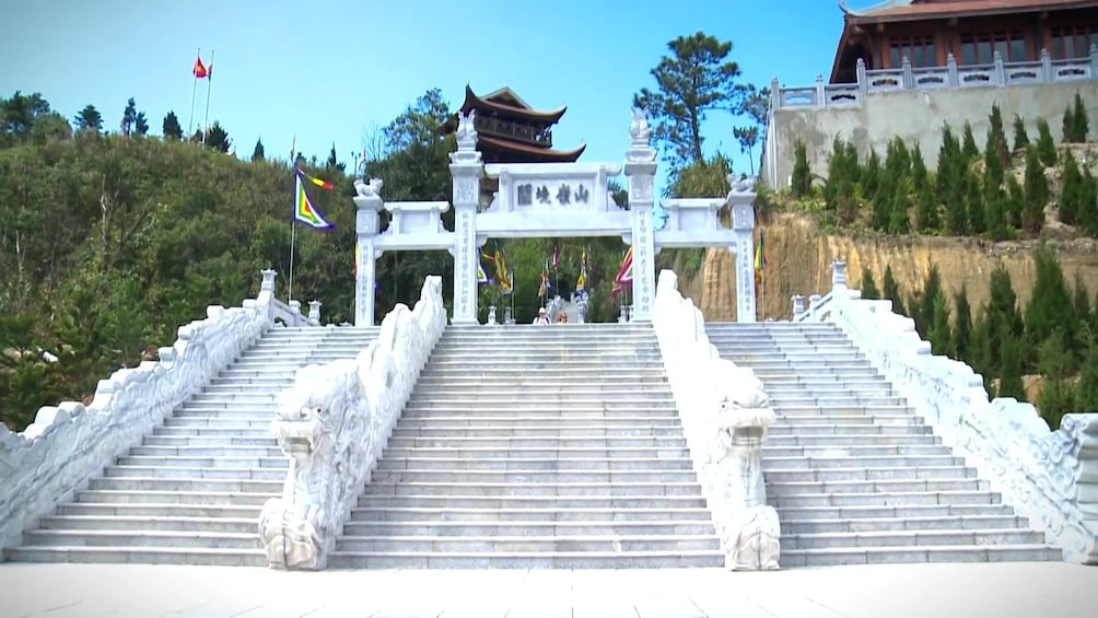 Large white flight of stairs in Vietnam 