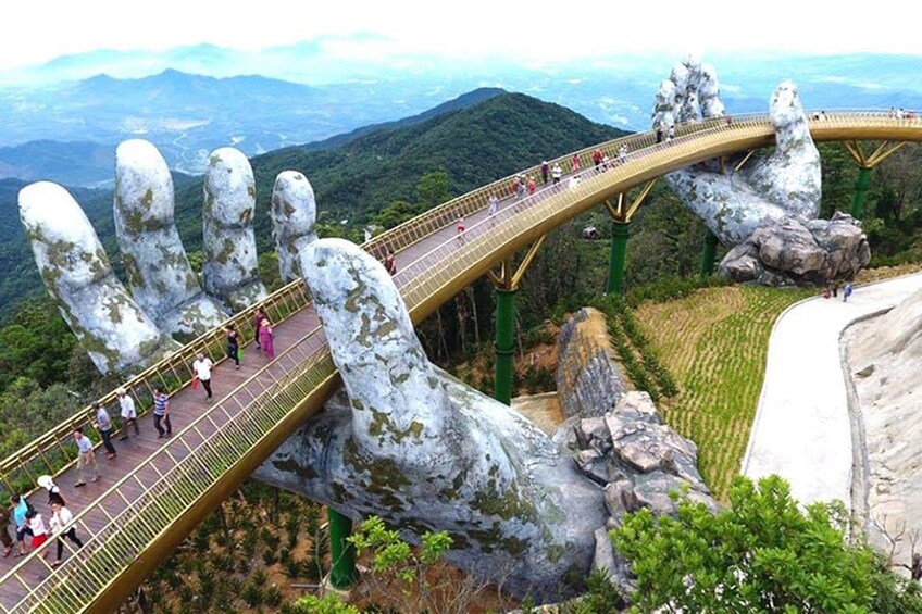 The Golden Bridge in the Ba Na Hills Resort in Vietnam