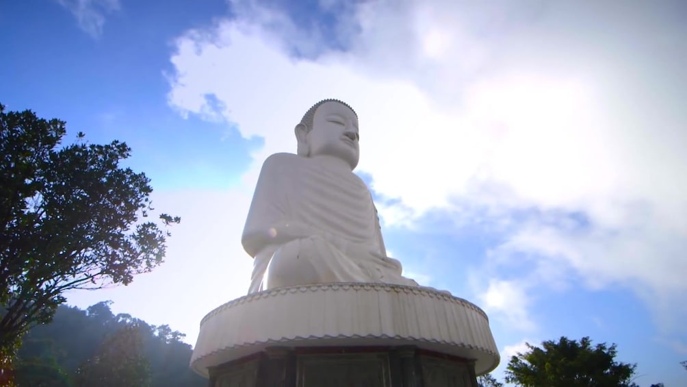 Large, white buddha statue in Vietnam