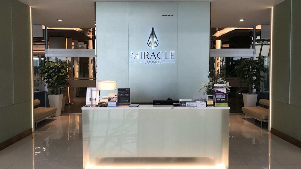 Reception area of the Miracle Lounge in Bangkok Airport