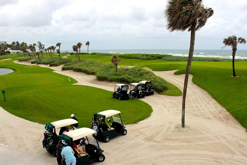 Show item 5 of 9. Golf carts on a golf course