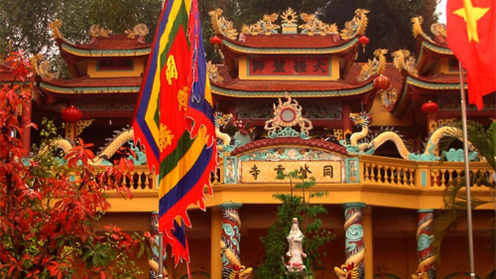 Colorful front of temple in Vietnam