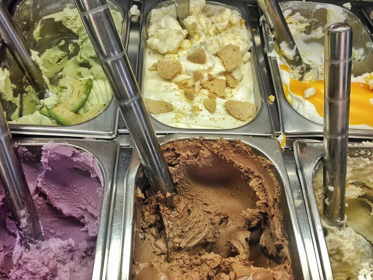 Various flavors of ice cream in Venice