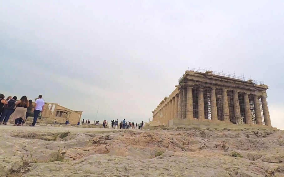 The Parthenon on a cloudy day