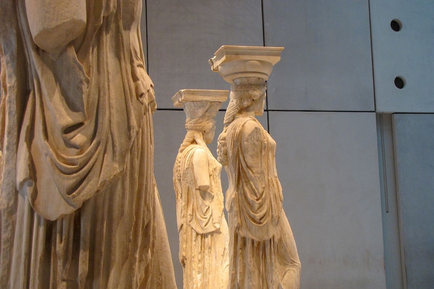Marble statues in the Acropolis Museum Museum in Athens, Greece