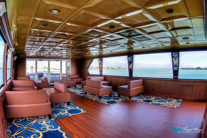 Seating area aboard the StarLite Sapphire Yacht on St. Pete Beach