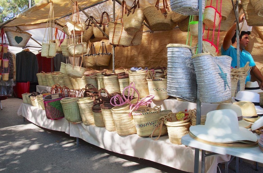 Woven baskets on display in Mallorca, Spain