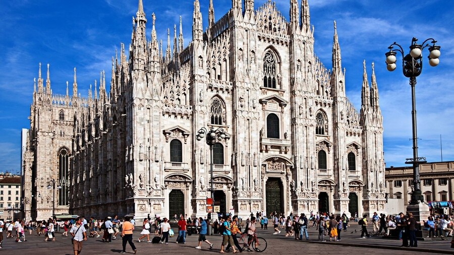 Landscape view outside the Cathedral of Santa Maria del Fiore in Florence, Italy