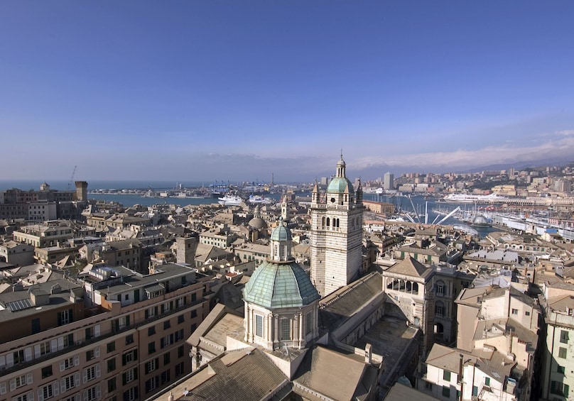 Aerial view of a town in Genoa