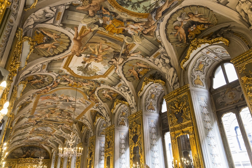 Windows and painted ceilings at the Doria Pamphili Gallery