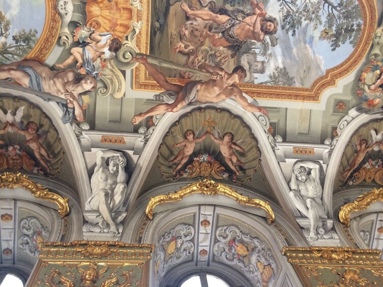 Frescos and cherubs on the ceiling of Doria Pamphili Gallery