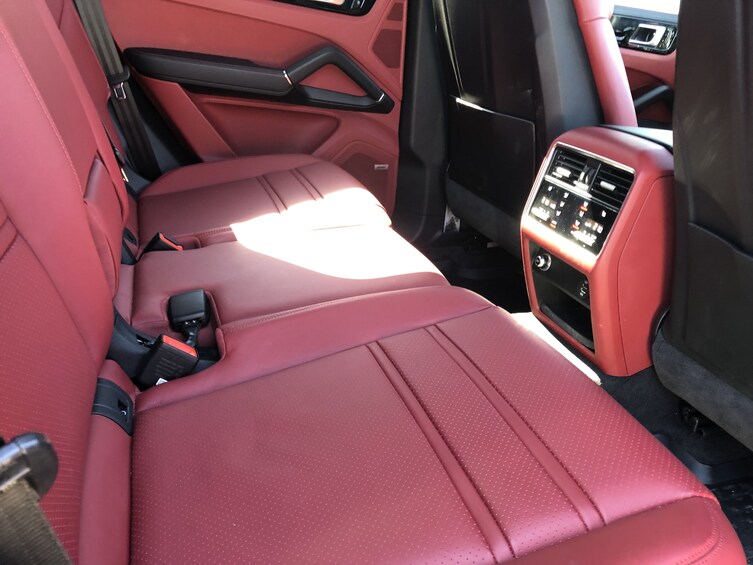 Red interior of Porsche near Niagara Falls