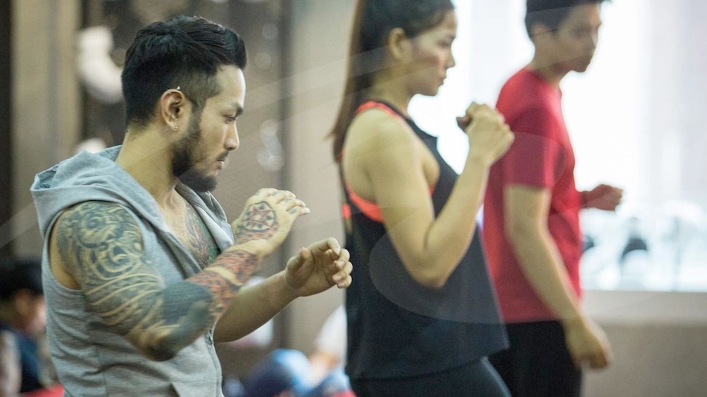 Group at a Muay Thai Training workout in Thailand