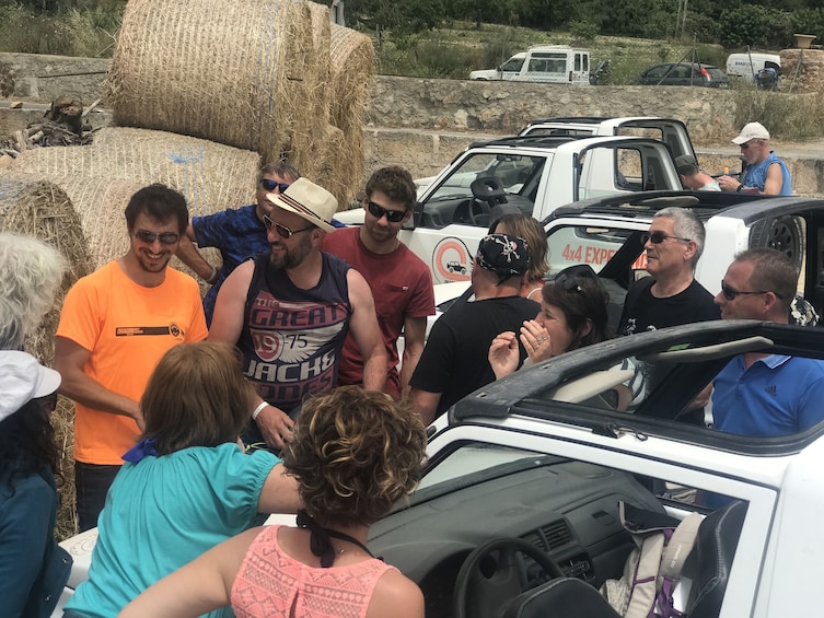 Small group mingle during Jeep tour in Mallorca