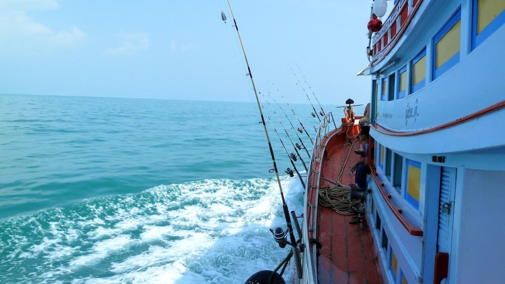 View over side of boat of the Gulf of Thailand