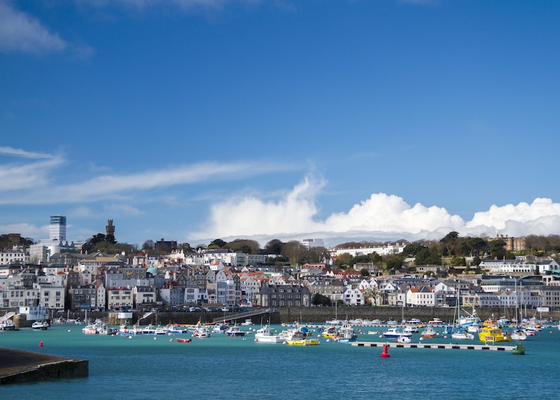 Panoramic day view of Saint Peter Port, the capital of Guernsey