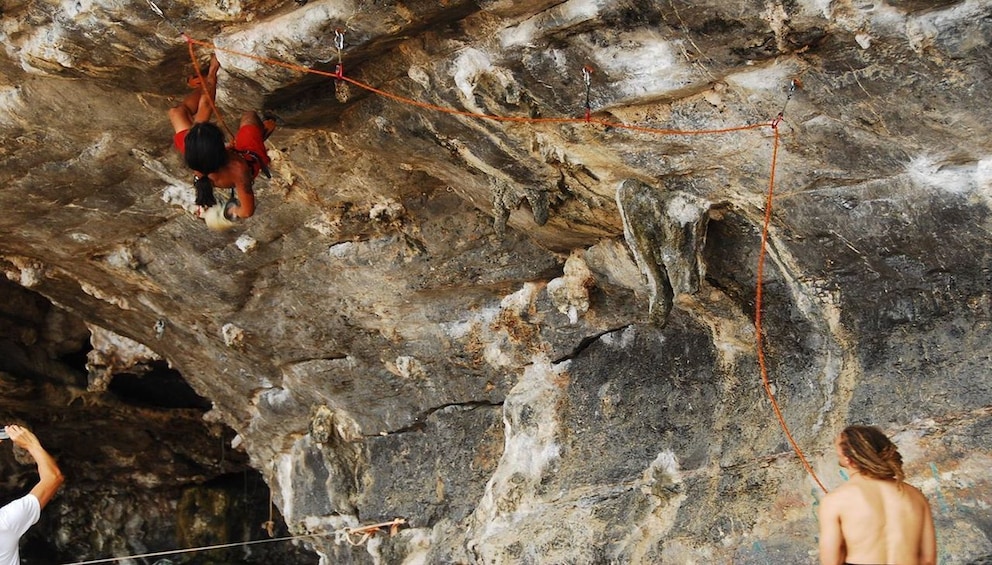 Woman boulders in Krabi, Thailand