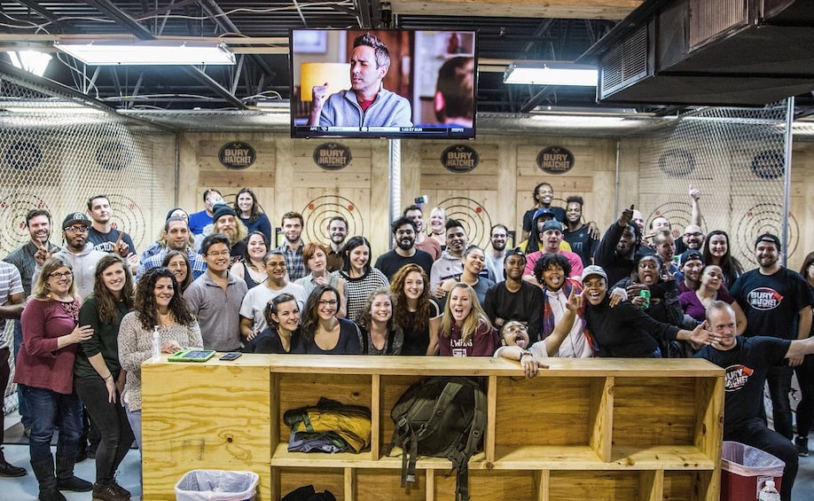 Large group at 2 Hour Axe Throwing Experience