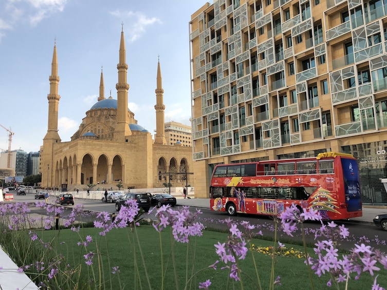 City Sightseeing Bus in front of Mohammad Al-Amin Mosque Mosque in Beirut