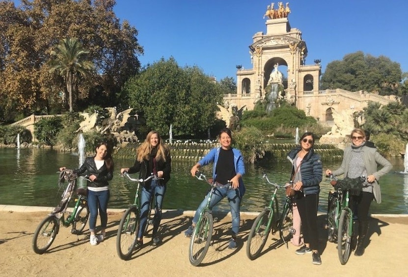 Group of bikers in Ciutadella Park in Barcelona