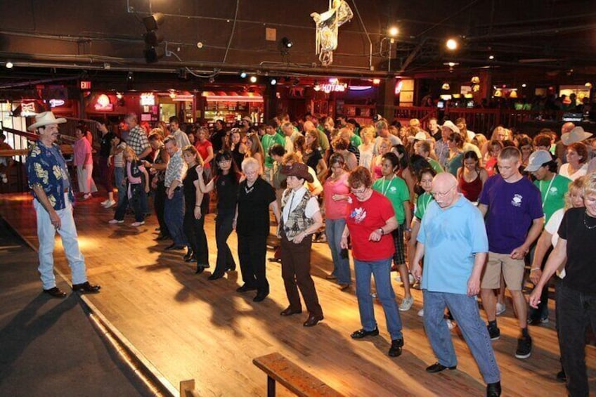 We offer free line dance lessons on Saturdays at noon