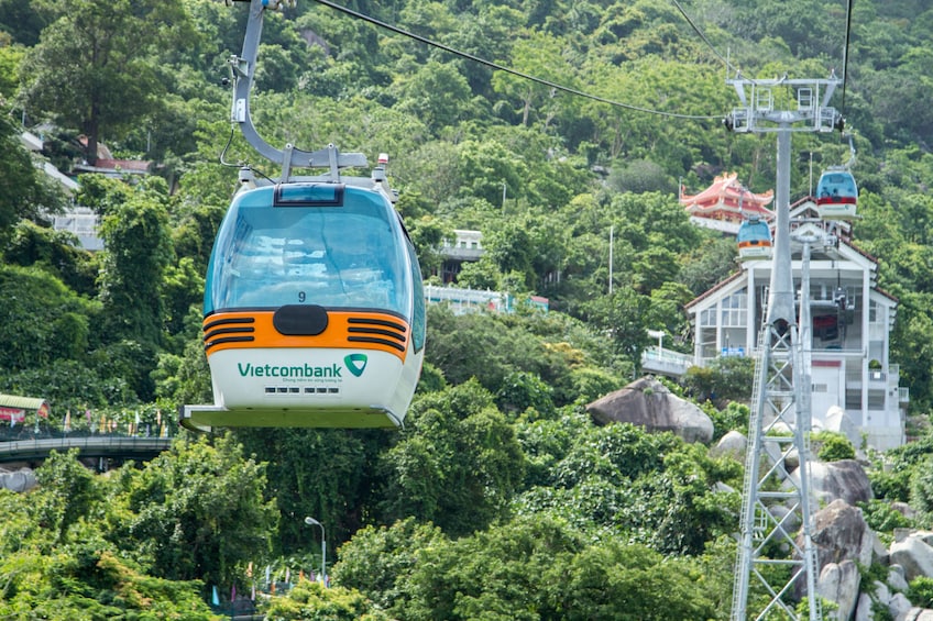 Close view of the cable car to Black Virgin Mountain in Vietnam