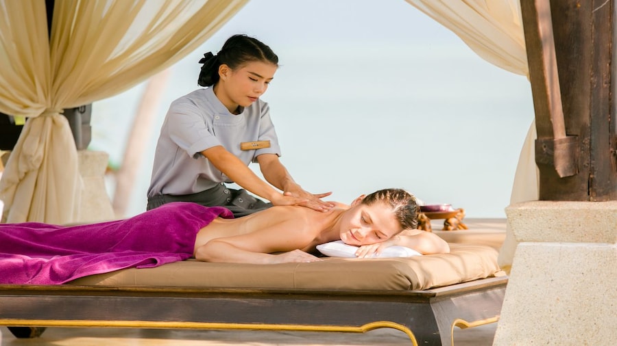 Woman getting a massage in a Spa