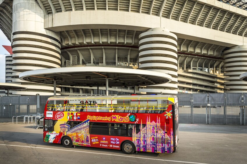 City Sightseeing Milan bus in front of the San Siro Stadium