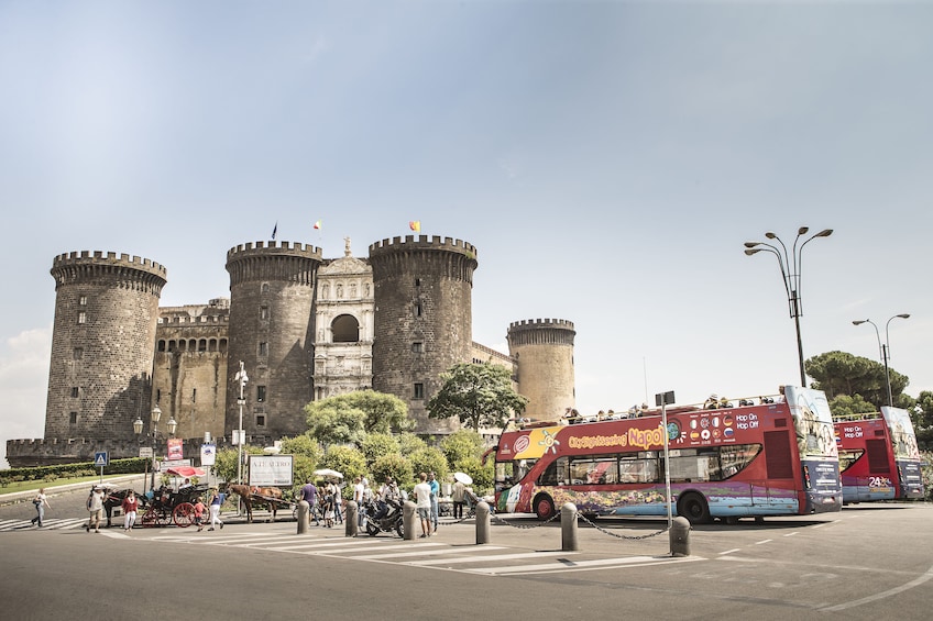 Landscape view of the Castel Nuovo Medieval castle in Naples