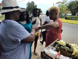 Negril Town Culture Walk. Jamaican Patty, Fruits, Coconut