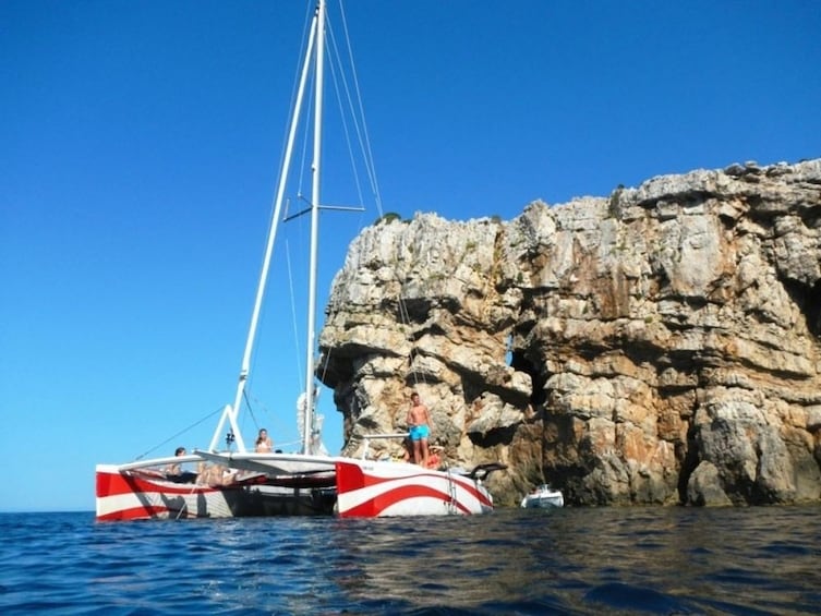 Catamaran sailing in Northern Menorca