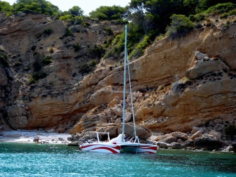 Catamaran on the waters in Northern Menorca