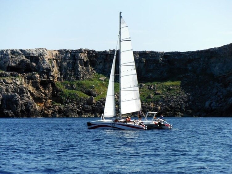 Catamaran sailing in Northern Menorca