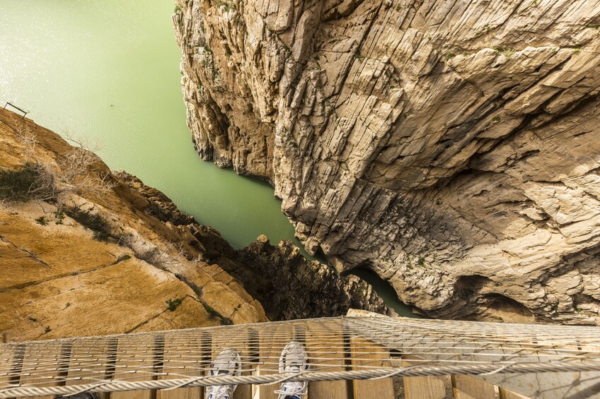View from a bridge over a gorge in Caminito del Rey