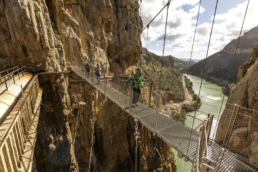 Pedestrian bridge over a gorge in Caminito del Rey