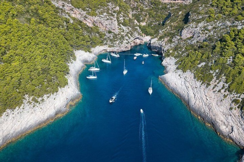 The Stiniva Bay from the air, the unique destination.