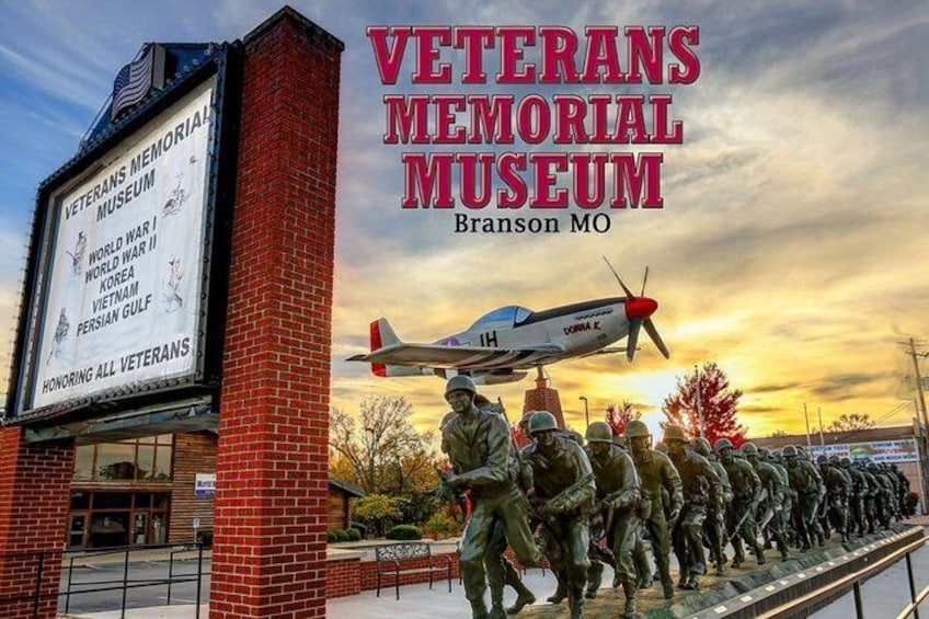 "Storming the Beach" life-sized statue of 50 soldiers sits in front of the museum.