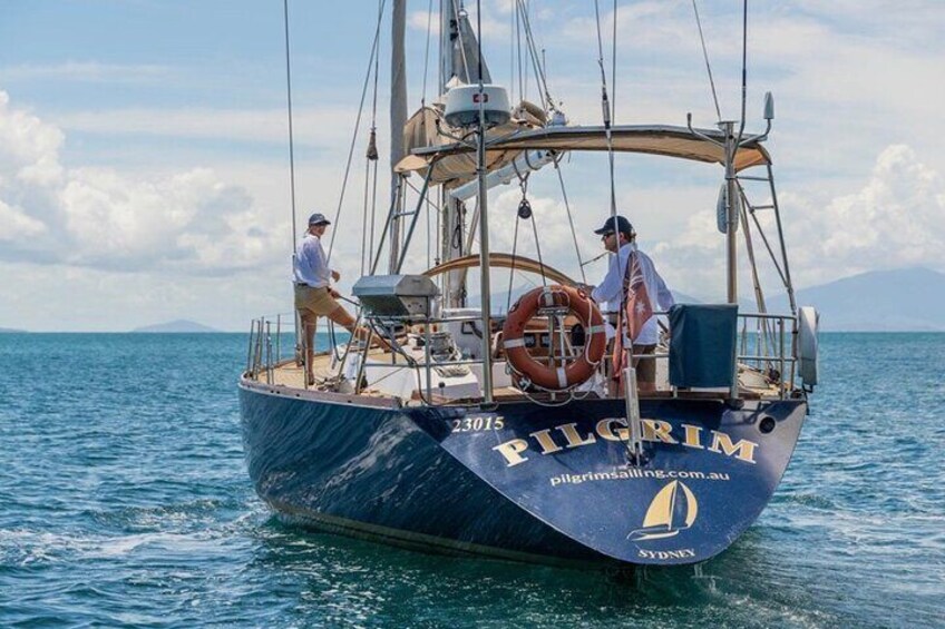 Pilgrim with crew on board