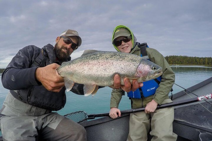 William with a nice Rainbow Trout on the Middle Kenai River.
